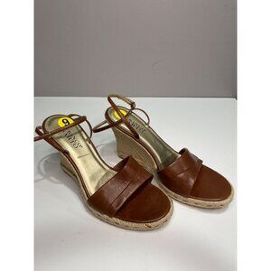 New Franco Sarto Brown Espadrille Wedge Sandals Women's Size 9